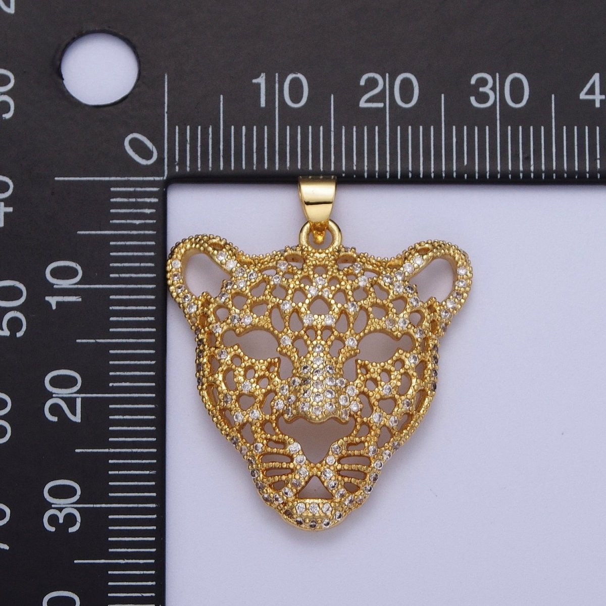24K Gold Filled Micro Paved Jungle Cats Panther Pendant For DIY Jewelry Making | X-531 - DLUXCA