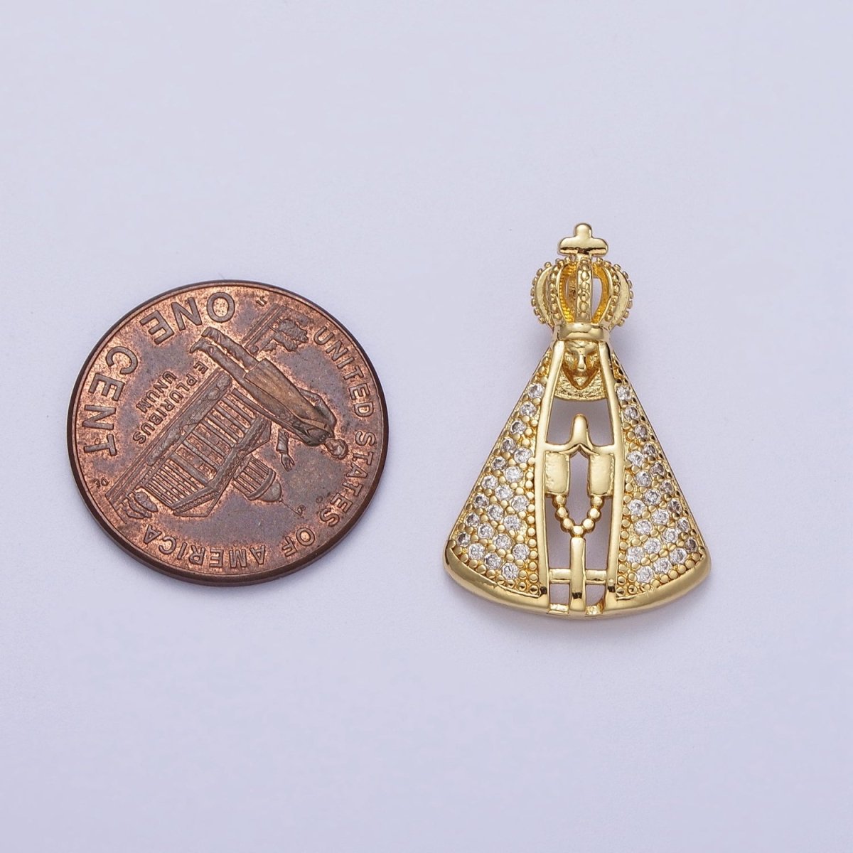 24K Gold Filled Micro Paved Praying Pope Slider Pendant I-570 - DLUXCA