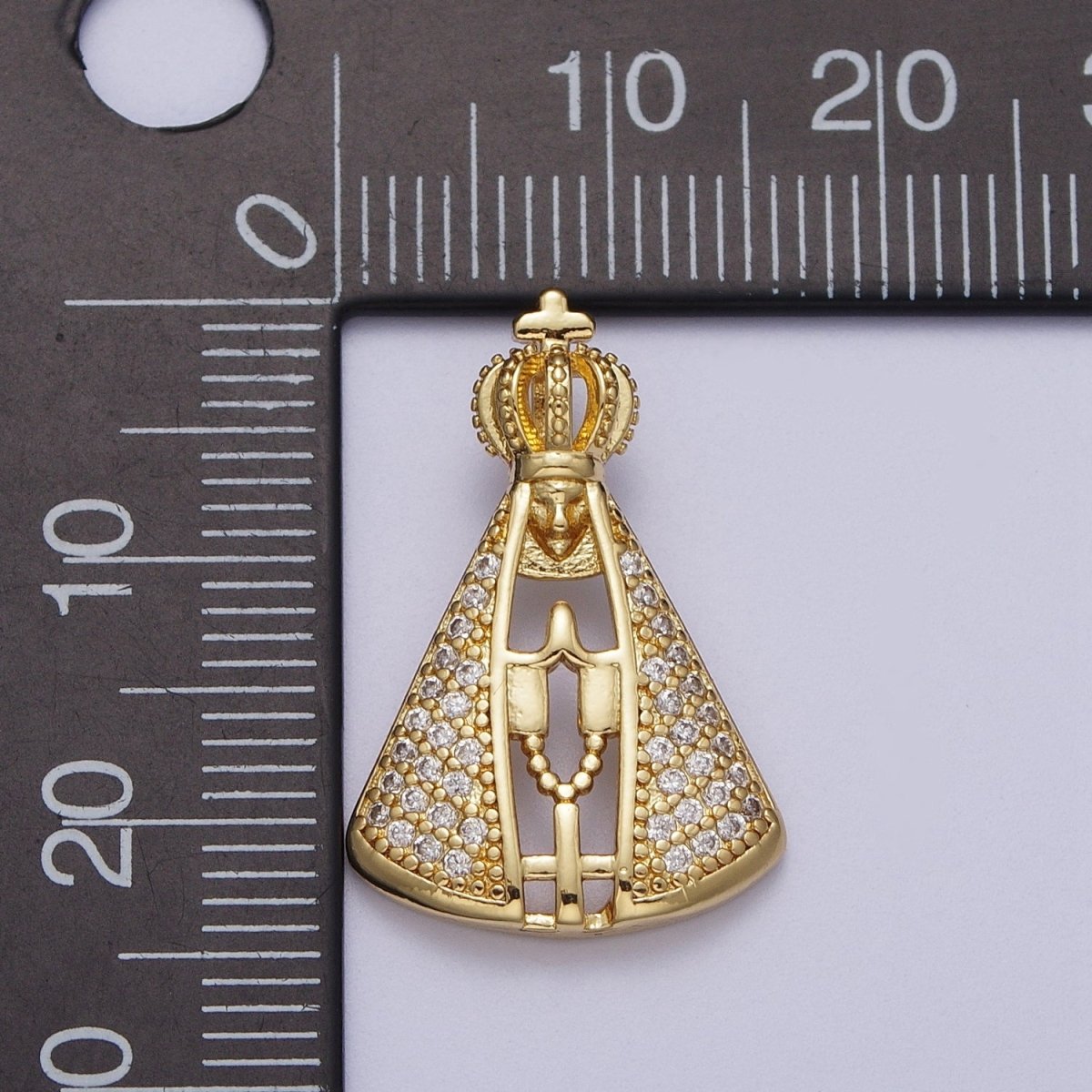 24K Gold Filled Micro Paved Praying Pope Slider Pendant I-570 - DLUXCA