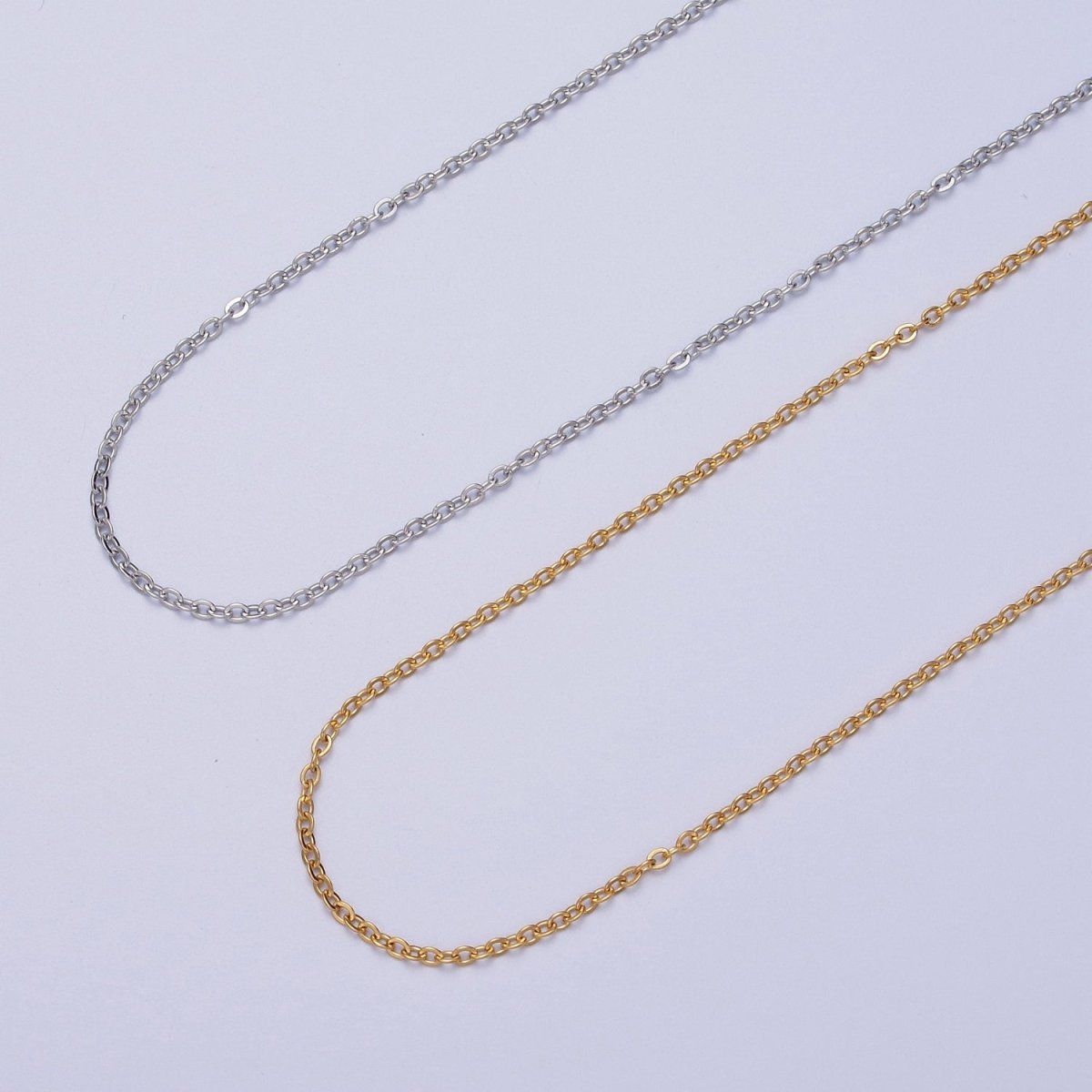 24K Gold Filled Mini 1.5mm Cable Unfinished Chain in Gold & Silver | ROLL-951 ROLL-952 - DLUXCA