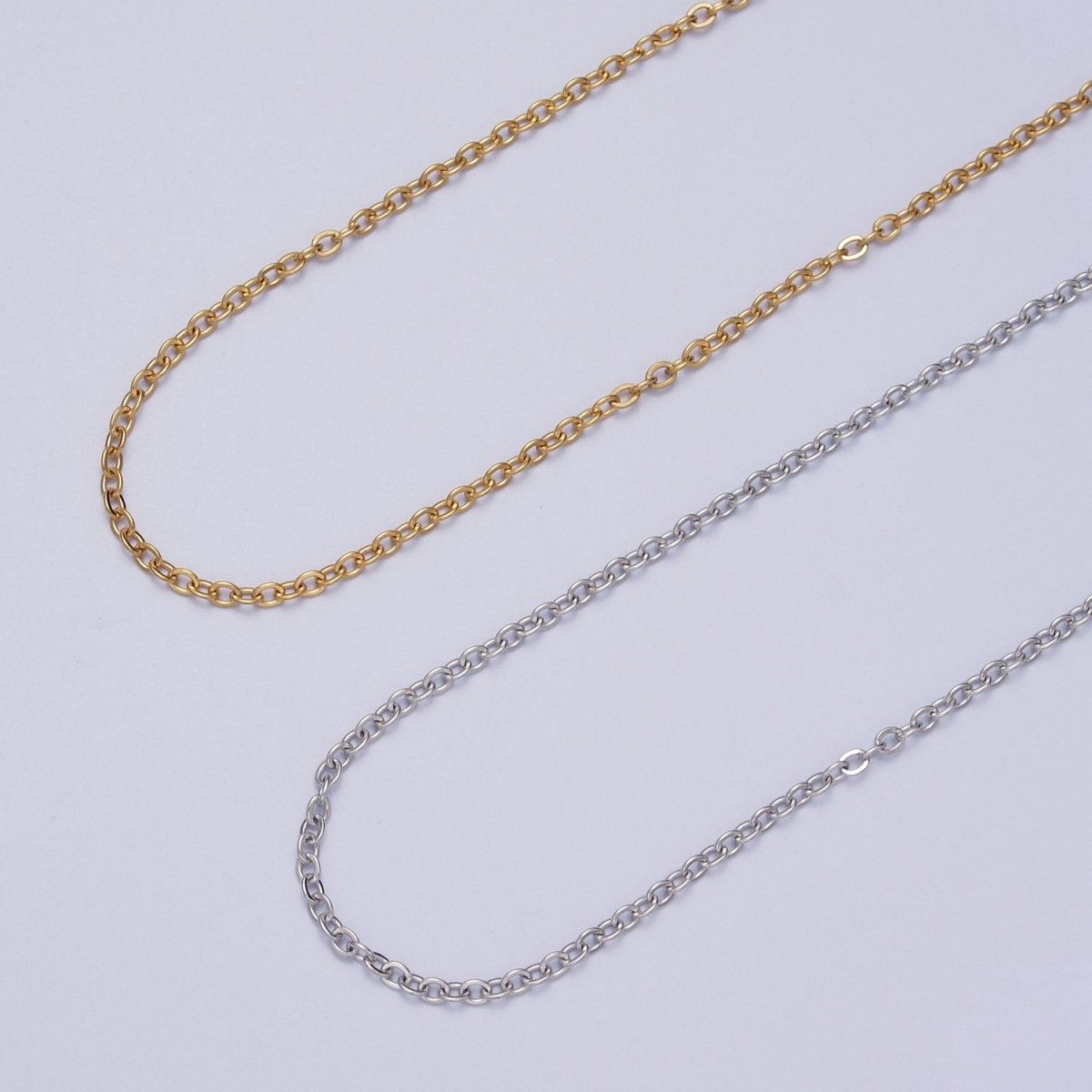 24K Gold Filled Mini 2mm Cable Unfinished Chain in Gold & Silver | ROLL-953 ROLL-954 Clearance - DLUXCA