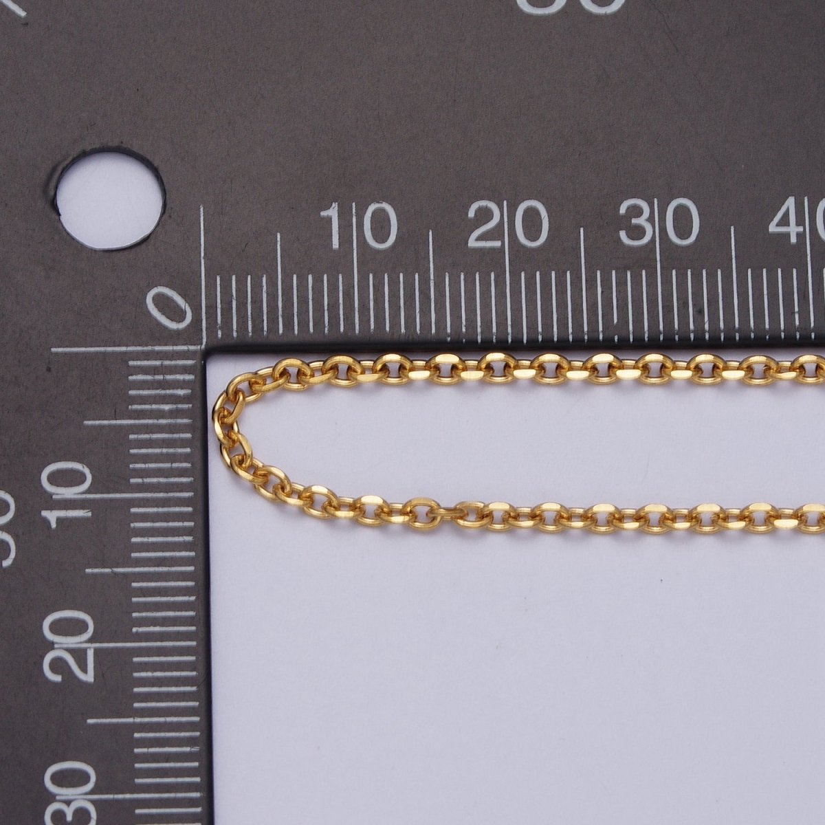 24K Gold Filled Mini 2mm Flat Cable Link Unfinished Chain | ROLL-948 Clearance Pricing - DLUXCA