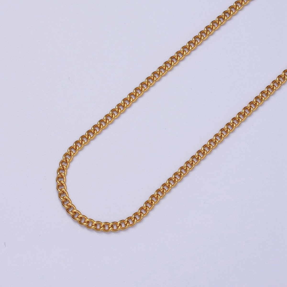 24K Gold Filled Mini 3mm Curb Unfinished Chain in Gold & Silver | ROLL-941 ROLL-942 Clearance Pricing - DLUXCA