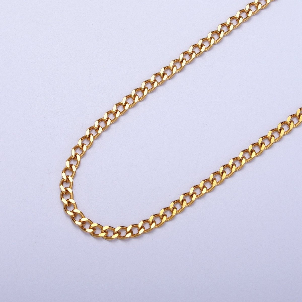 24K Gold Filled Mini 3mm Rounded Flat Curb Unfinished Chain | ROLL-946 ROLL-1388 - DLUXCA