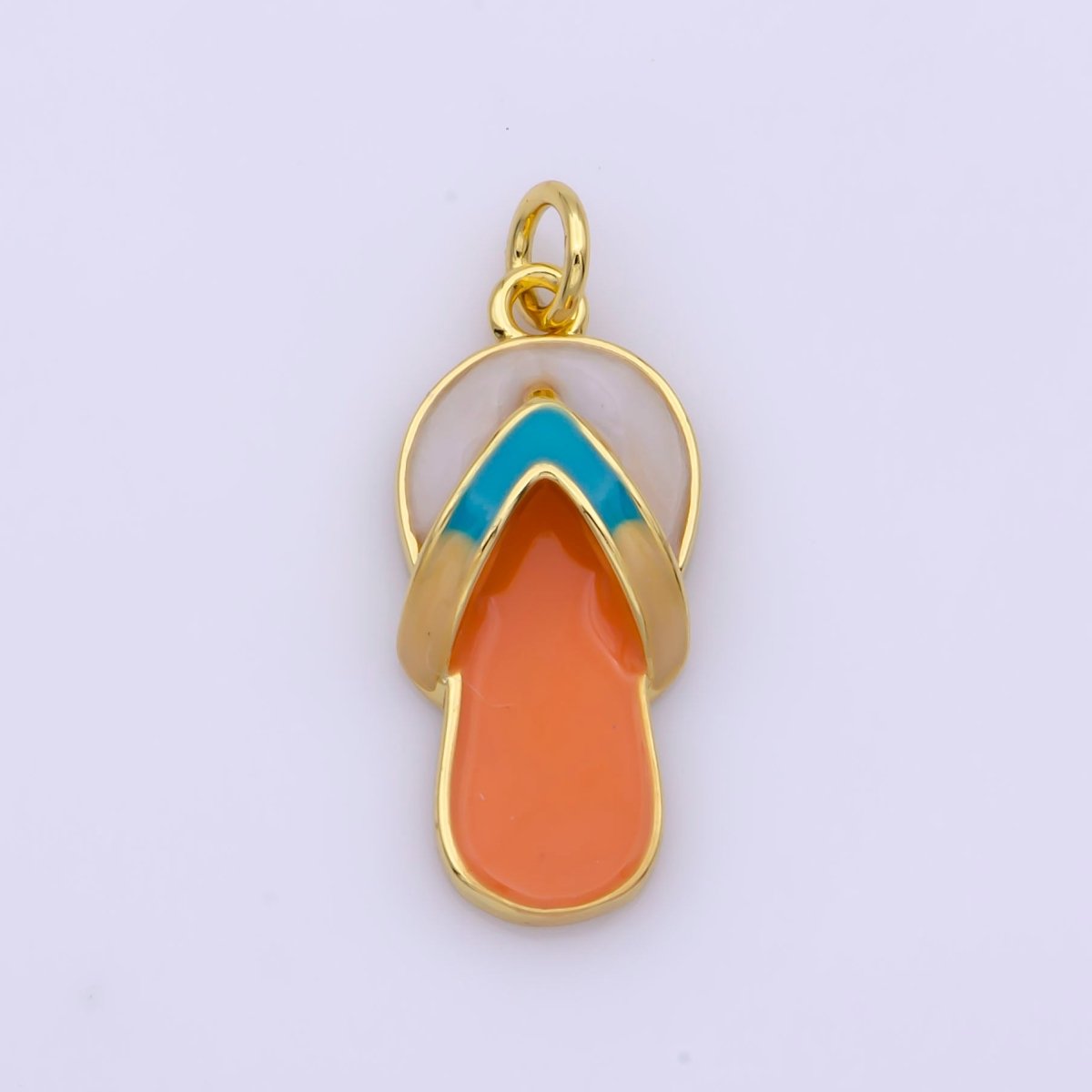 24K Gold Filled Mini Enamel Flip Flop Sandal Summer Beach Inspired Charm| M-813 - DLUXCA