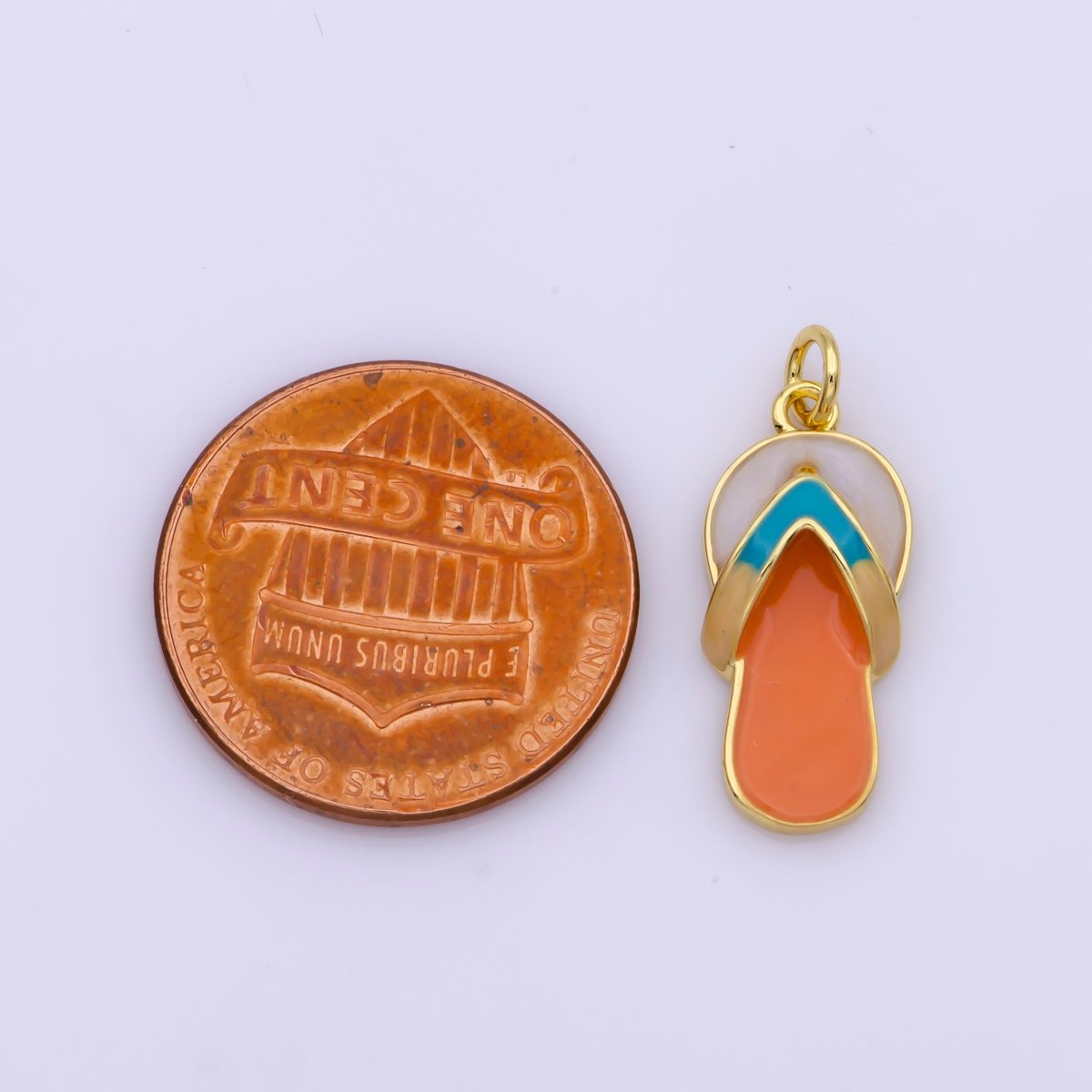 24K Gold Filled Mini Enamel Flip Flop Sandal Summer Beach Inspired Charm| M-813 - DLUXCA