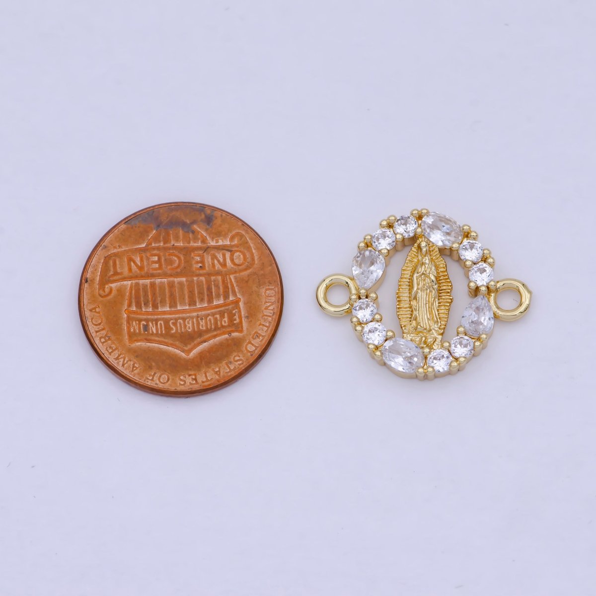 24K Gold Filled Mini Lady Guadalupe Charm Connector for Bracelet Link Connector G-910 - DLUXCA