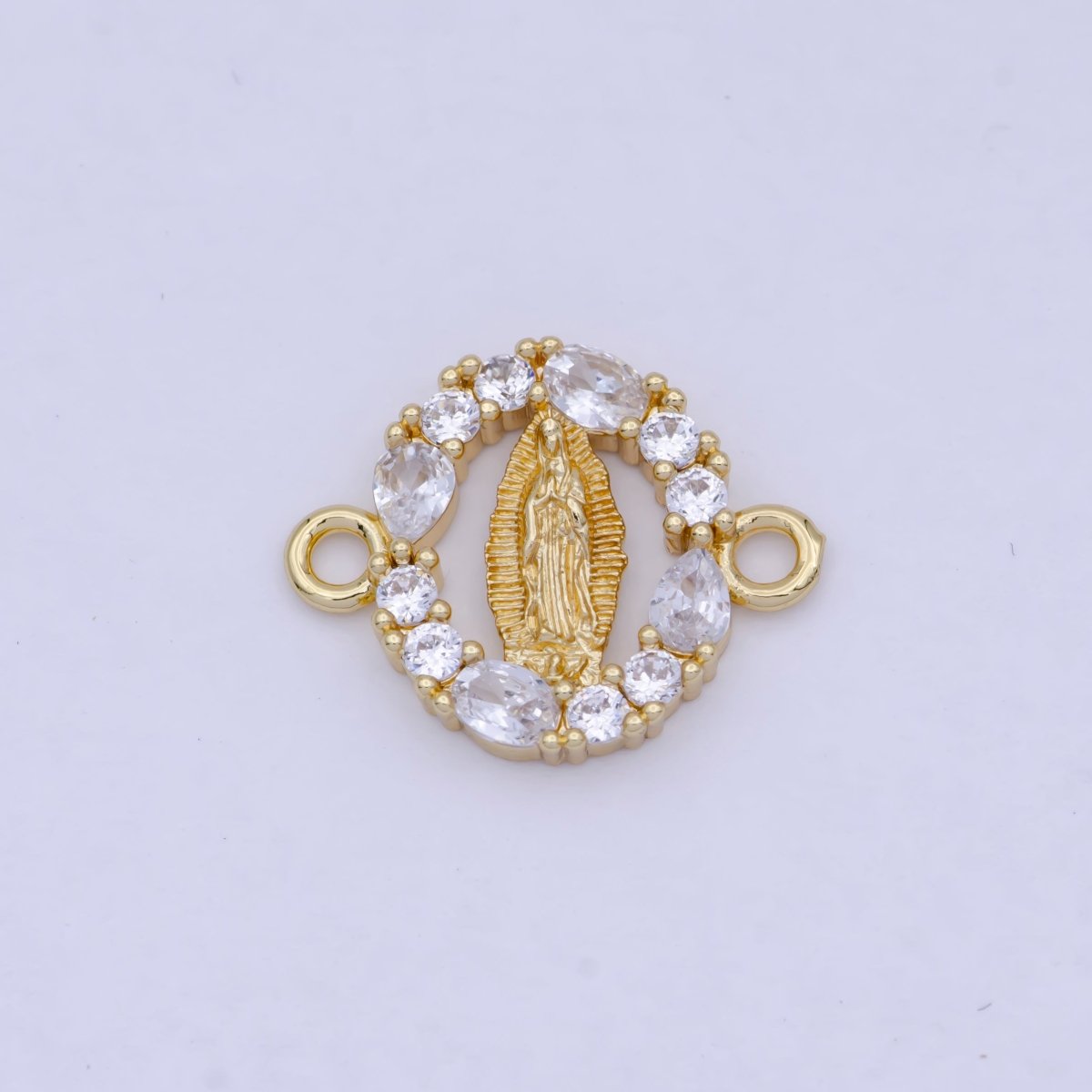 24K Gold Filled Mini Lady Guadalupe Charm Connector for Bracelet Link Connector G-910 - DLUXCA