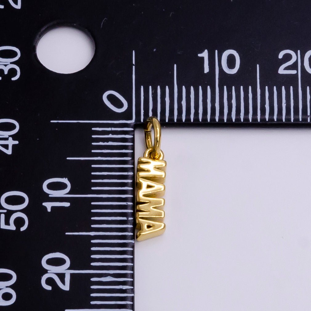 24K Gold Filled Mini "MAMA" Script Sideway Tag Add-On Charm | AC1464 - DLUXCA