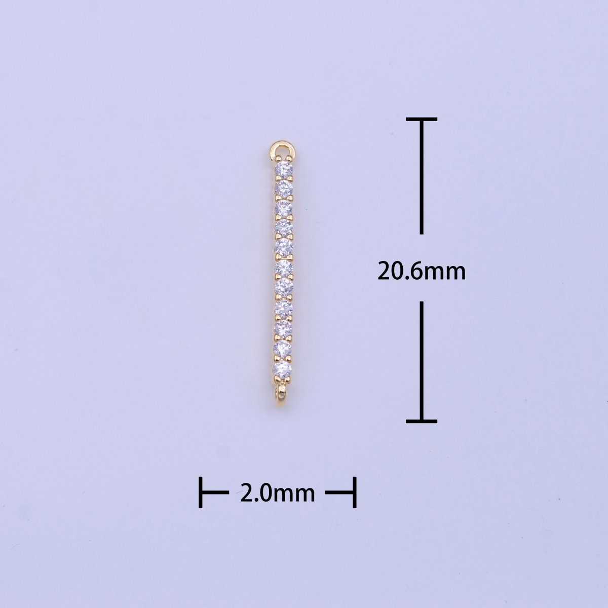 24K Gold Filled Mini Micro Paved Clear CZ Tag Line Bar Gold Charm | Y-652 - DLUXCA