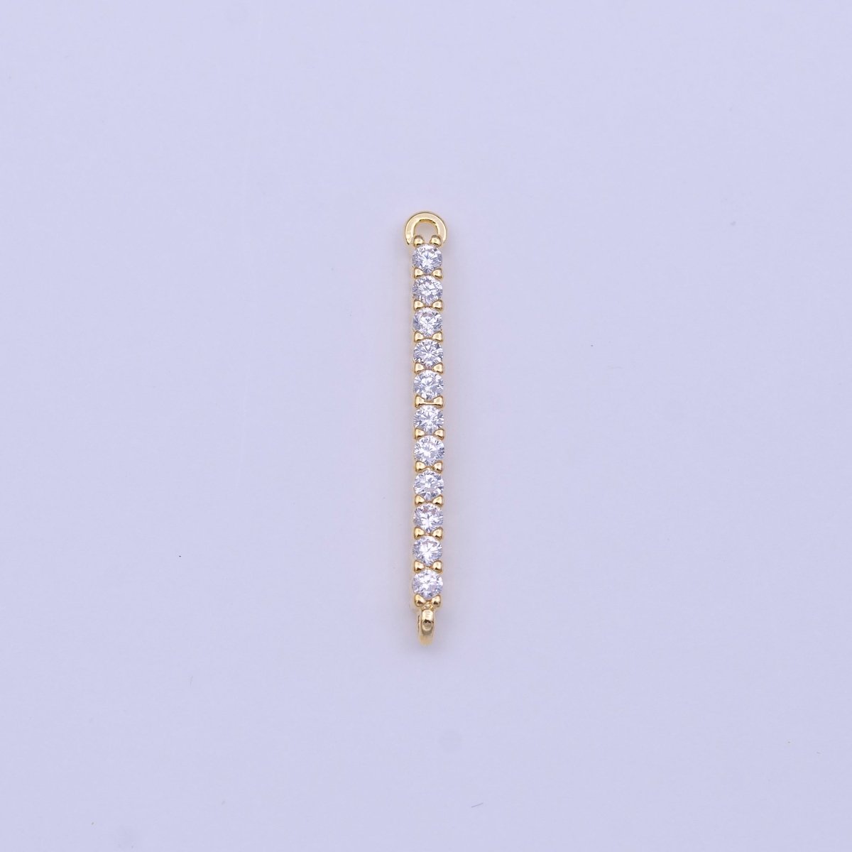 24K Gold Filled Mini Micro Paved Clear CZ Tag Line Bar Gold Charm | Y-652 - DLUXCA