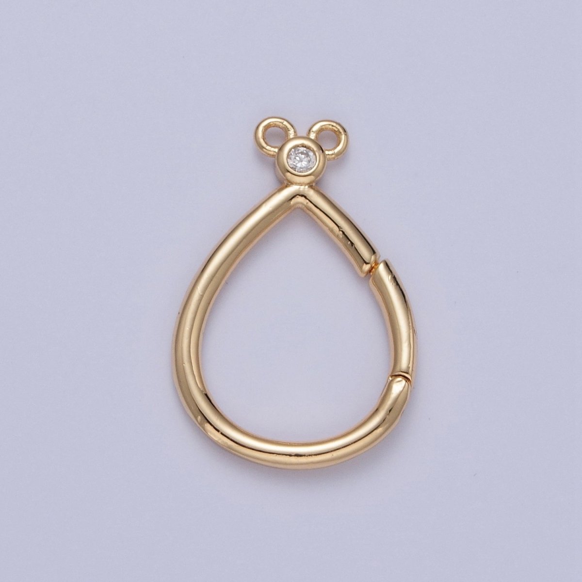 24K Gold Filled Mini Round Cubic Zirconia Teardrop Spring Gate Ring Closure L-798~L-801 - DLUXCA