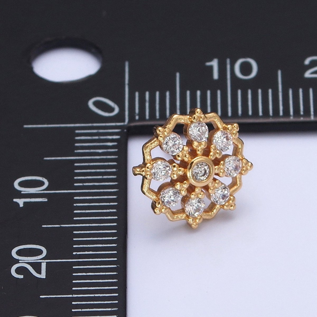 24K Gold Filled Mini Sunburst Cubic Zirconia Stud Earrings T-133 - DLUXCA