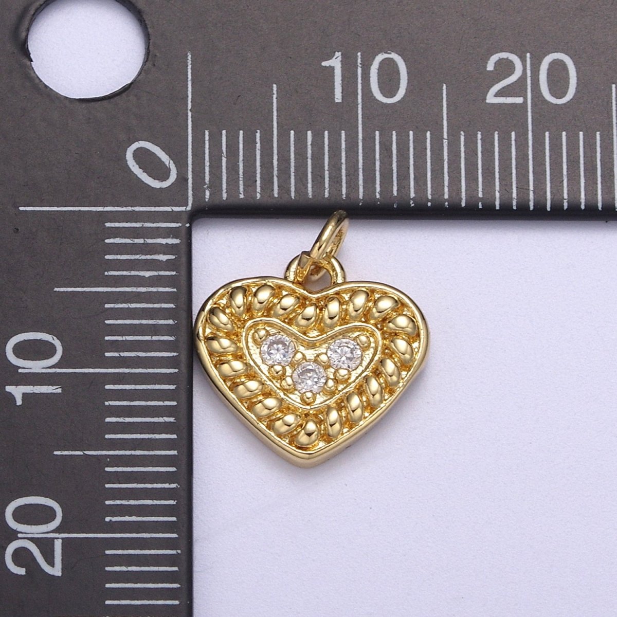 24K Gold Filled Mini Textured Small Heart Charm N-307 - DLUXCA