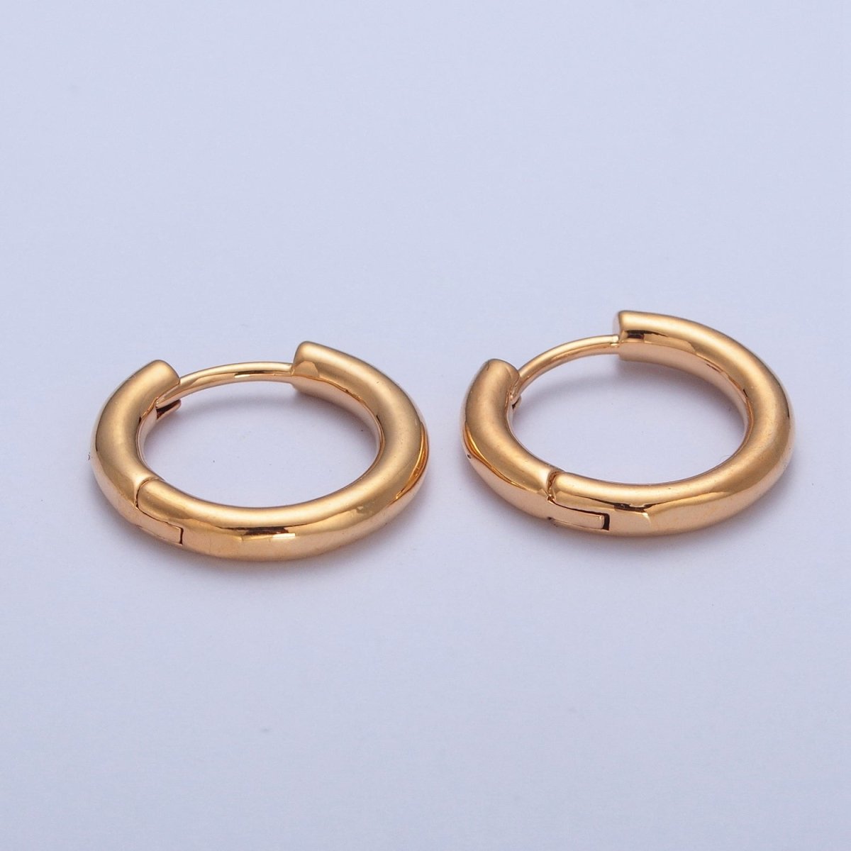 24K Gold Filled Minimalist 13mm / 15mm Huggie Hoop Earrings | P-408 P-409 - DLUXCA