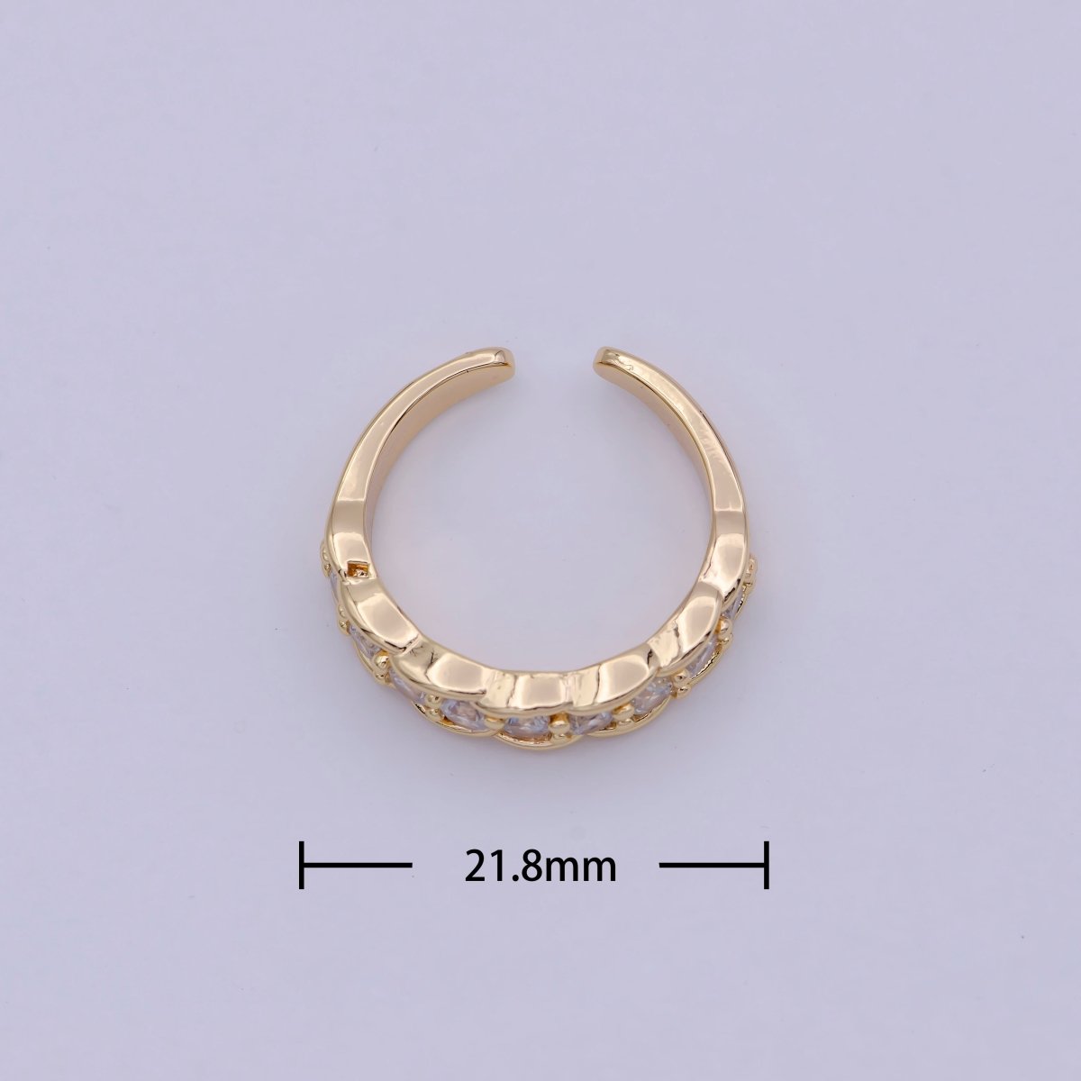24K Gold Filled Minimalist Micro Pave Crystal Cubic Zirconia Bubble Adjustable Ring S-316 - DLUXCA