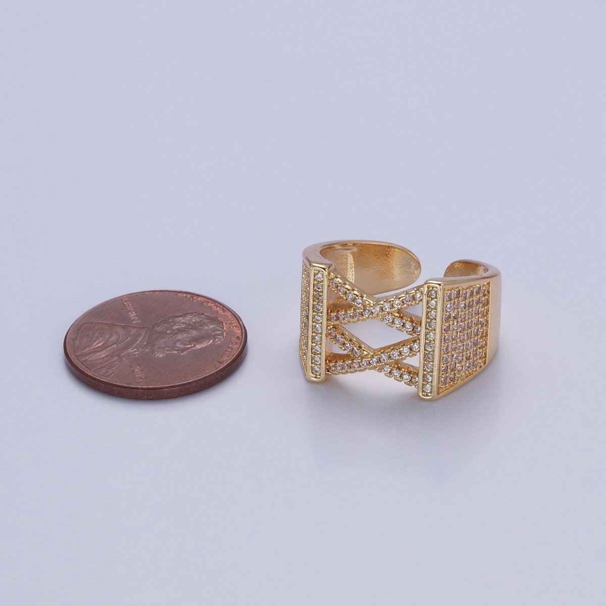 24K Gold Filled Minimalist Micro Pave CZ Signet Ring in Gold & Silver O-2264 O-2265 - DLUXCA