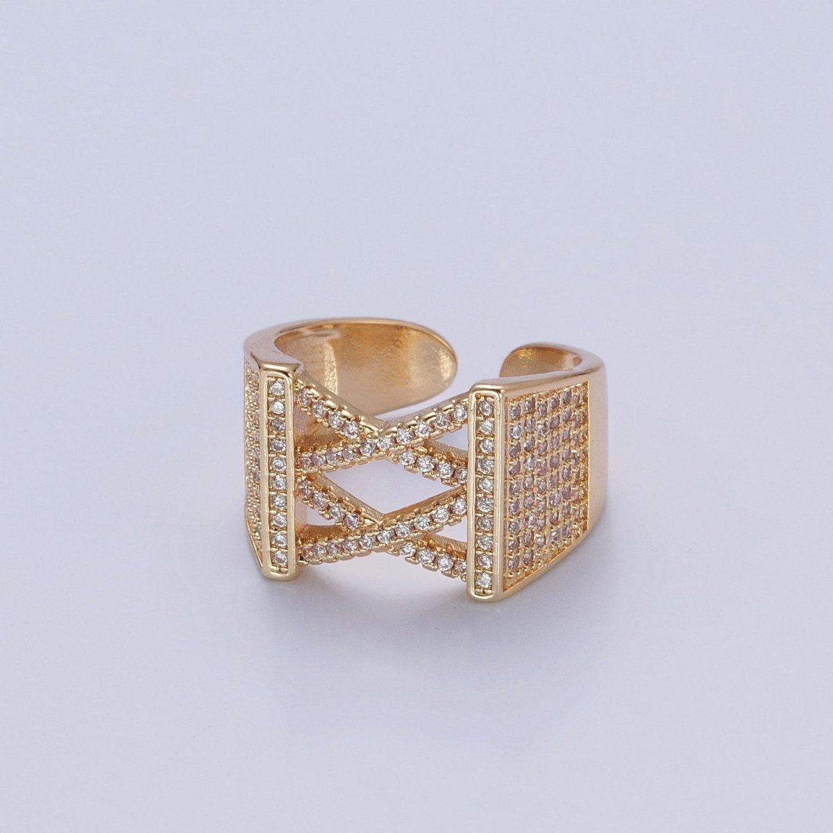 24K Gold Filled Minimalist Micro Pave CZ Signet Ring in Gold & Silver O-2264 O-2265 - DLUXCA