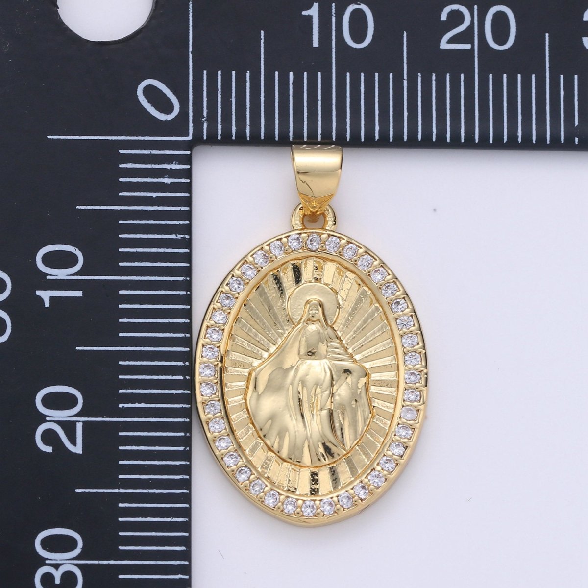 24K Gold Filled Miraculous Lady Pendant Delicate Micro Pave Charm Necklace for Religious Jewelry Pendant I-646 - DLUXCA