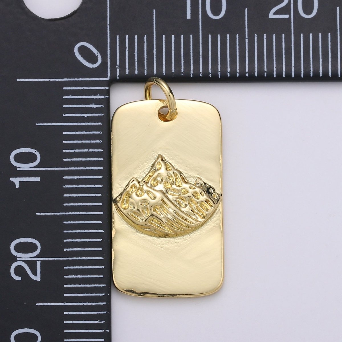 24K Gold Filled Mountain Rectangle Charm E-009 - DLUXCA