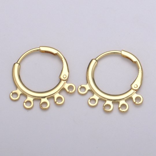 24K Gold Filled Multi loop Connector Open Link Earring Component, Earring Chandelier for Charm 2,3,4,5 hole Open Link Lever Back Earring K-642 K-668 K-706 K-731 - DLUXCA