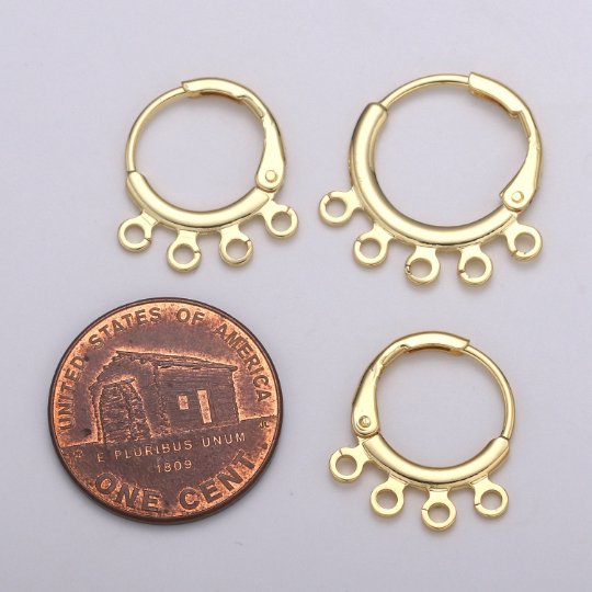 24K Gold Filled Multi loop Connector Open Link Earring Component, Earring Chandelier for Charm 2,3,4,5 hole Open Link Lever Back Earring K-642 K-668 K-706 K-731 - DLUXCA