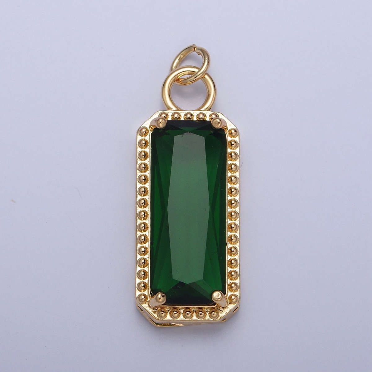 24K Gold Filled Multicolor Baguette Cubic Zirconia Beaded Charm For Jewelry Making X042-X049 - DLUXCA