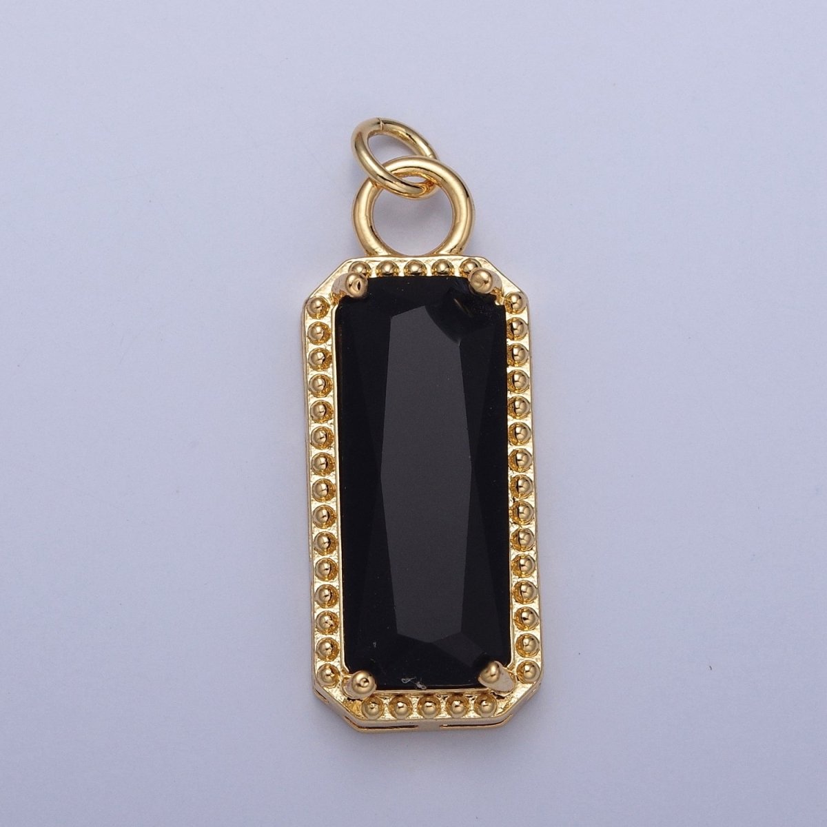 24K Gold Filled Multicolor Baguette Cubic Zirconia Beaded Charm For Jewelry Making X042-X049 - DLUXCA