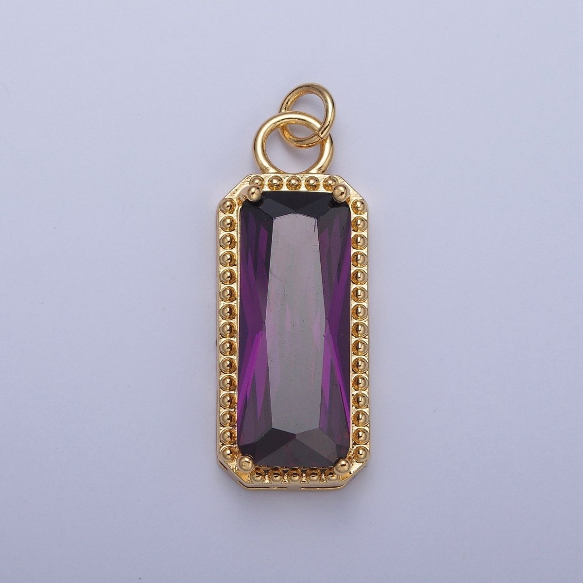 24K Gold Filled Multicolor Baguette Cubic Zirconia Beaded Charm For Jewelry Making X042-X049 - DLUXCA