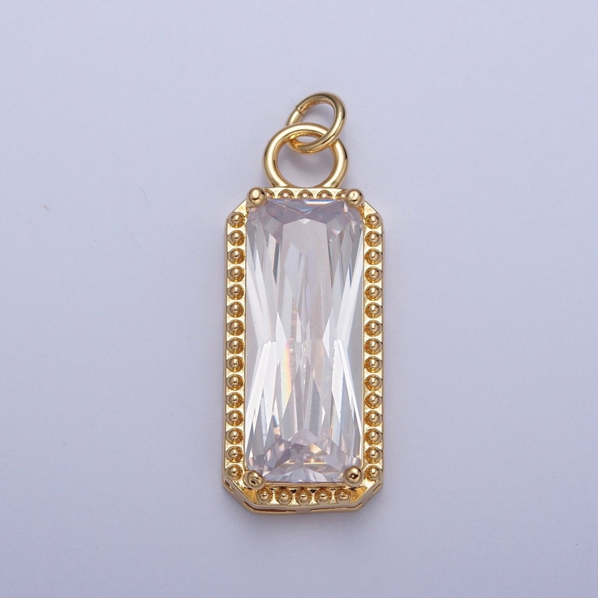 24K Gold Filled Multicolor Baguette Cubic Zirconia Beaded Charm For Jewelry Making X042-X049 - DLUXCA