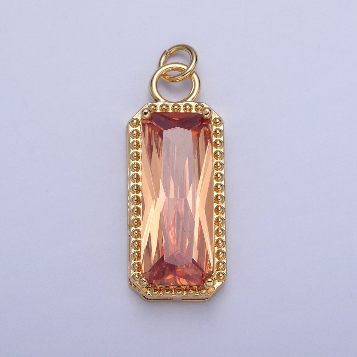 24K Gold Filled Multicolor Baguette Cubic Zirconia Beaded Charm For Jewelry Making X042-X049 - DLUXCA