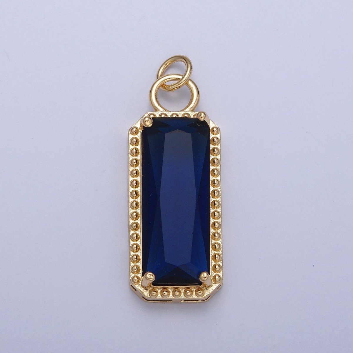 24K Gold Filled Multicolor Baguette Cubic Zirconia Beaded Charm For Jewelry Making X042-X049 - DLUXCA