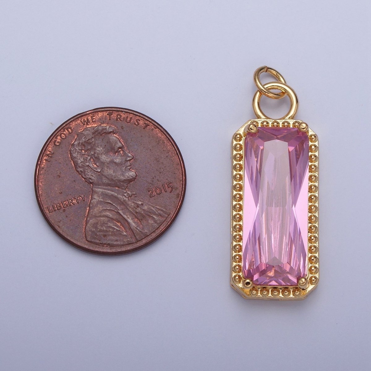 24K Gold Filled Multicolor Baguette Cubic Zirconia Beaded Charm For Jewelry Making X042-X049 - DLUXCA