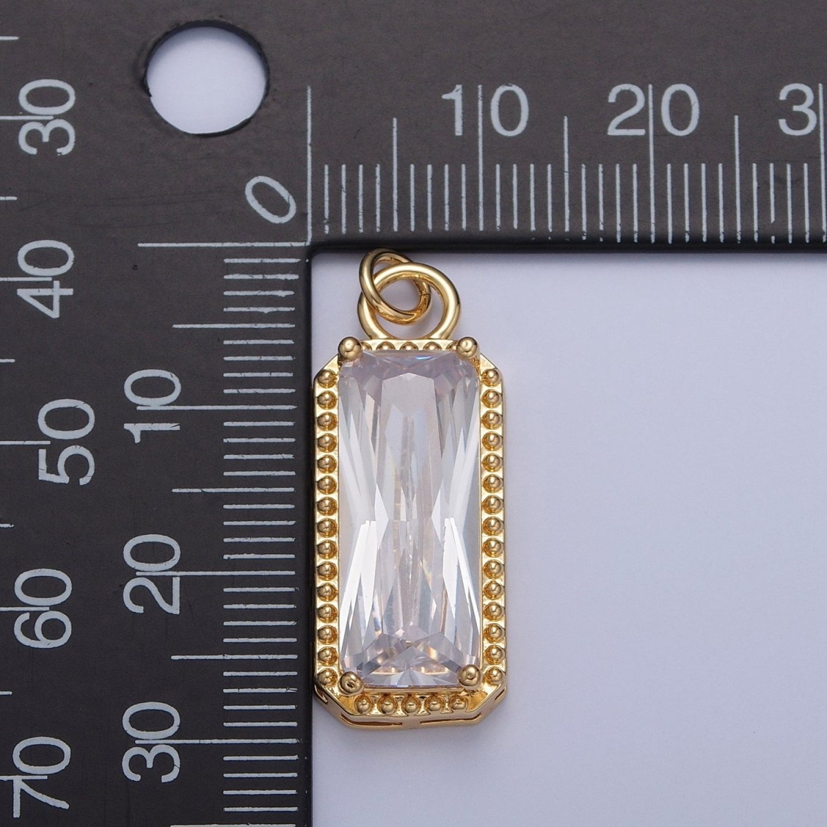 24K Gold Filled Multicolor Baguette Cubic Zirconia Beaded Charm For Jewelry Making X042-X049 - DLUXCA