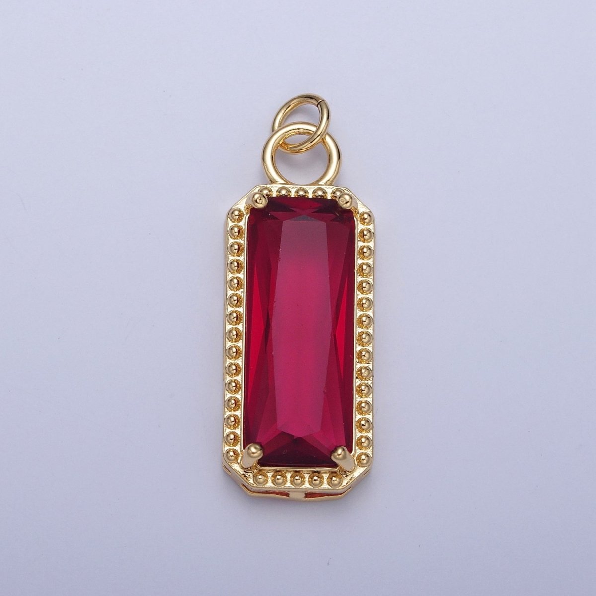 24K Gold Filled Multicolor Baguette Cubic Zirconia Beaded Charm For Jewelry Making X042-X049 - DLUXCA