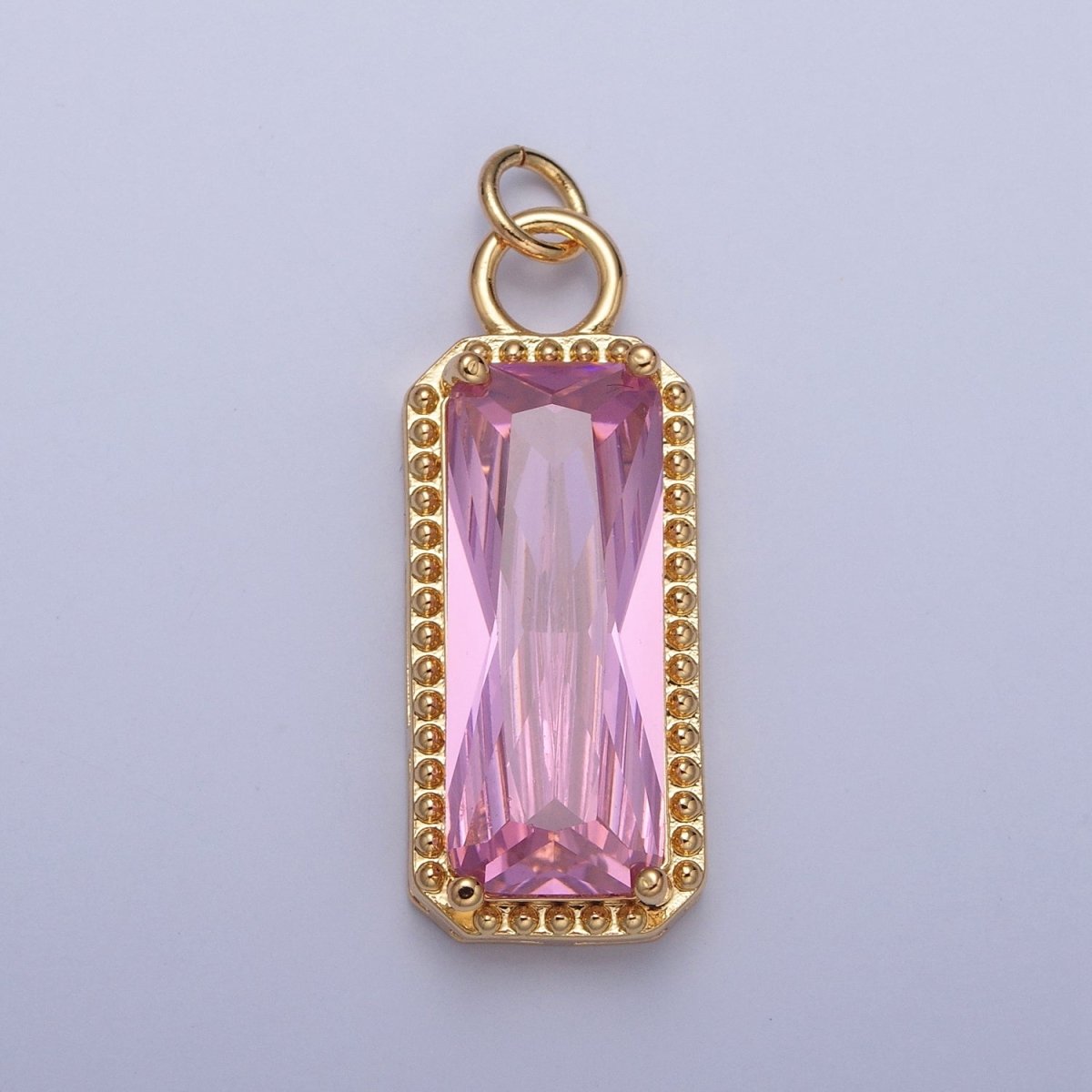 24K Gold Filled Multicolor Baguette Cubic Zirconia Beaded Charm For Jewelry Making X042-X049 - DLUXCA