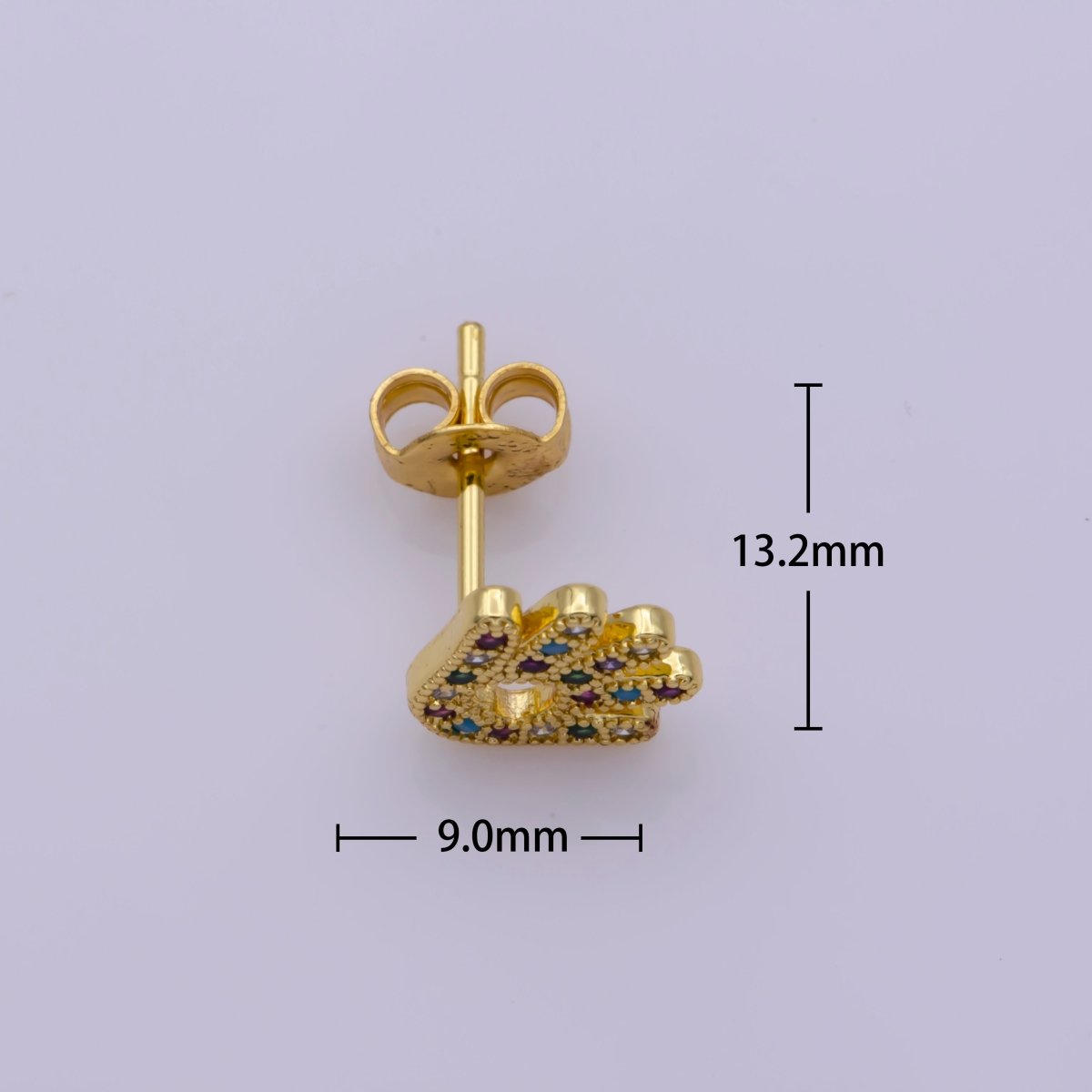 24K Gold Filled Multicolor CZ Micro Paved Hand Love Palm Stud Earrings | Leo-561 - DLUXCA