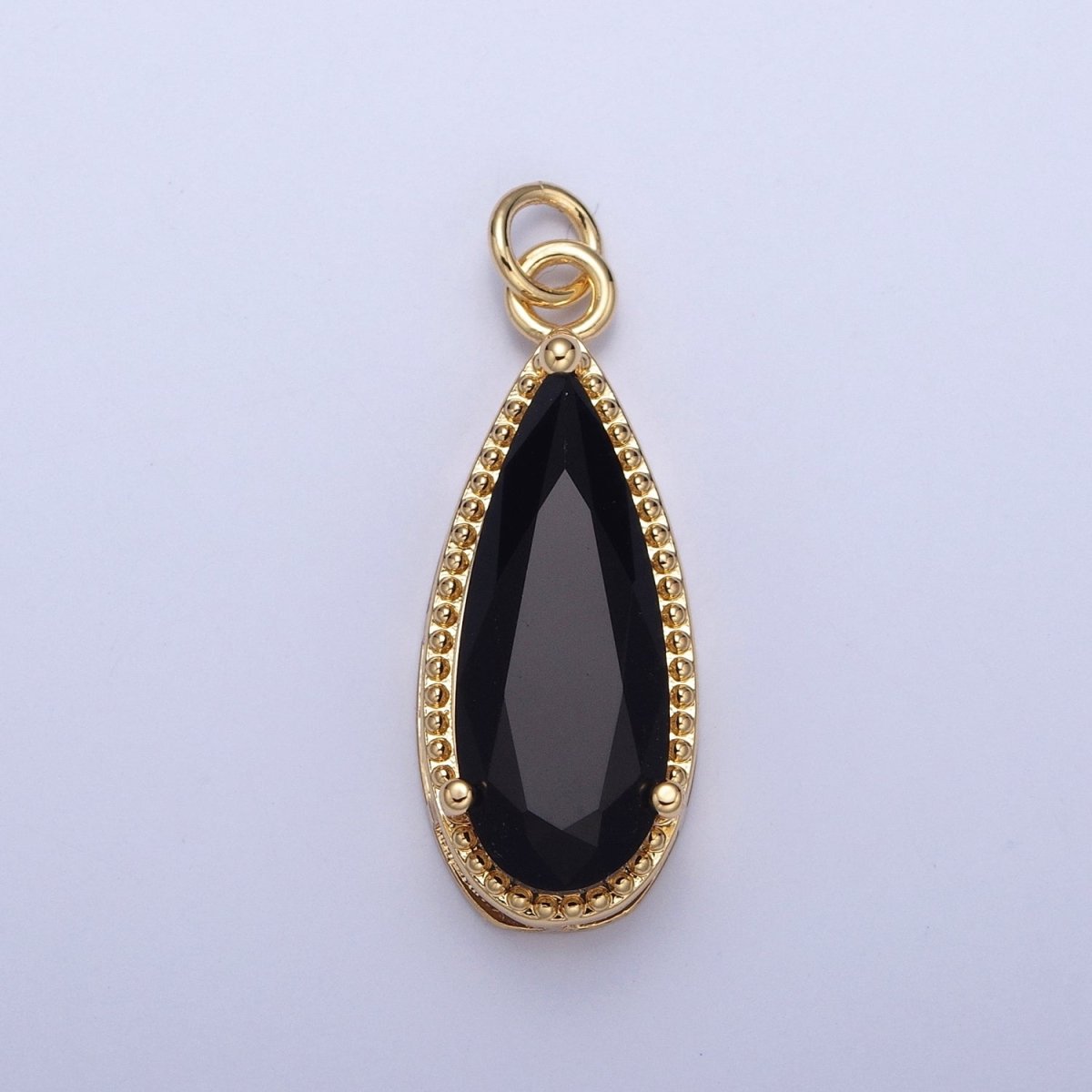 24K Gold Filled Multicolor Teardrop Cubic Zirconia Beaded Charm For Jewelry Making X-050-X-057 - DLUXCA