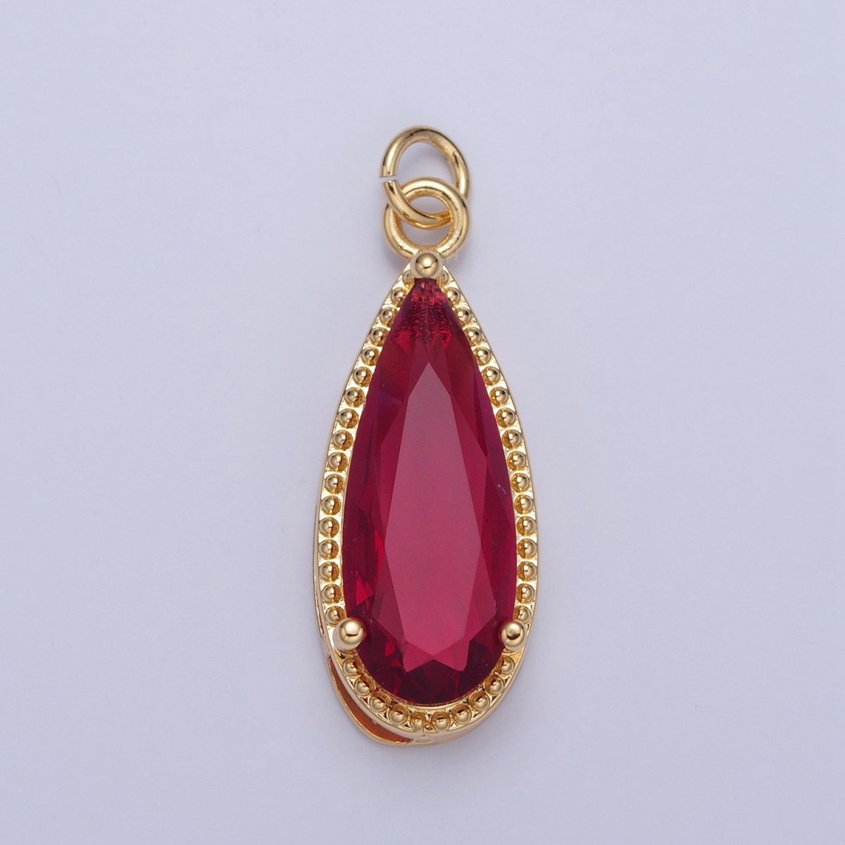 24K Gold Filled Multicolor Teardrop Cubic Zirconia Beaded Charm For Jewelry Making X-050-X-057 - DLUXCA