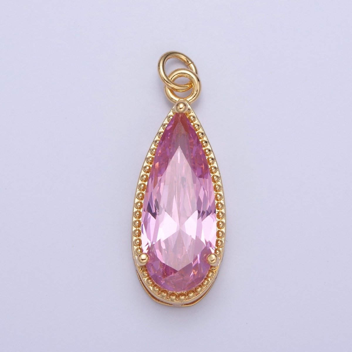 24K Gold Filled Multicolor Teardrop Cubic Zirconia Beaded Charm For Jewelry Making X-050-X-057 - DLUXCA