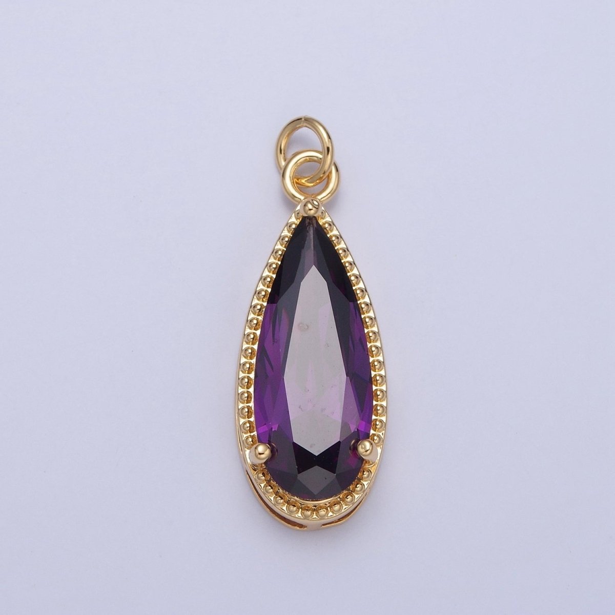 24K Gold Filled Multicolor Teardrop Cubic Zirconia Beaded Charm For Jewelry Making X-050-X-057 - DLUXCA