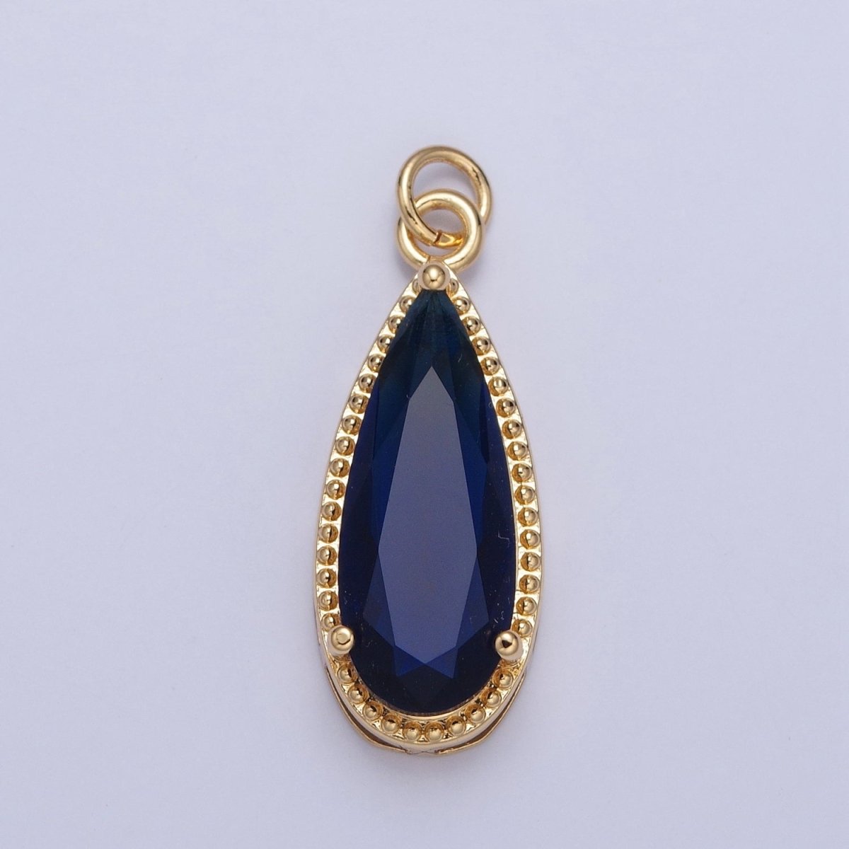 24K Gold Filled Multicolor Teardrop Cubic Zirconia Beaded Charm For Jewelry Making X-050-X-057 - DLUXCA