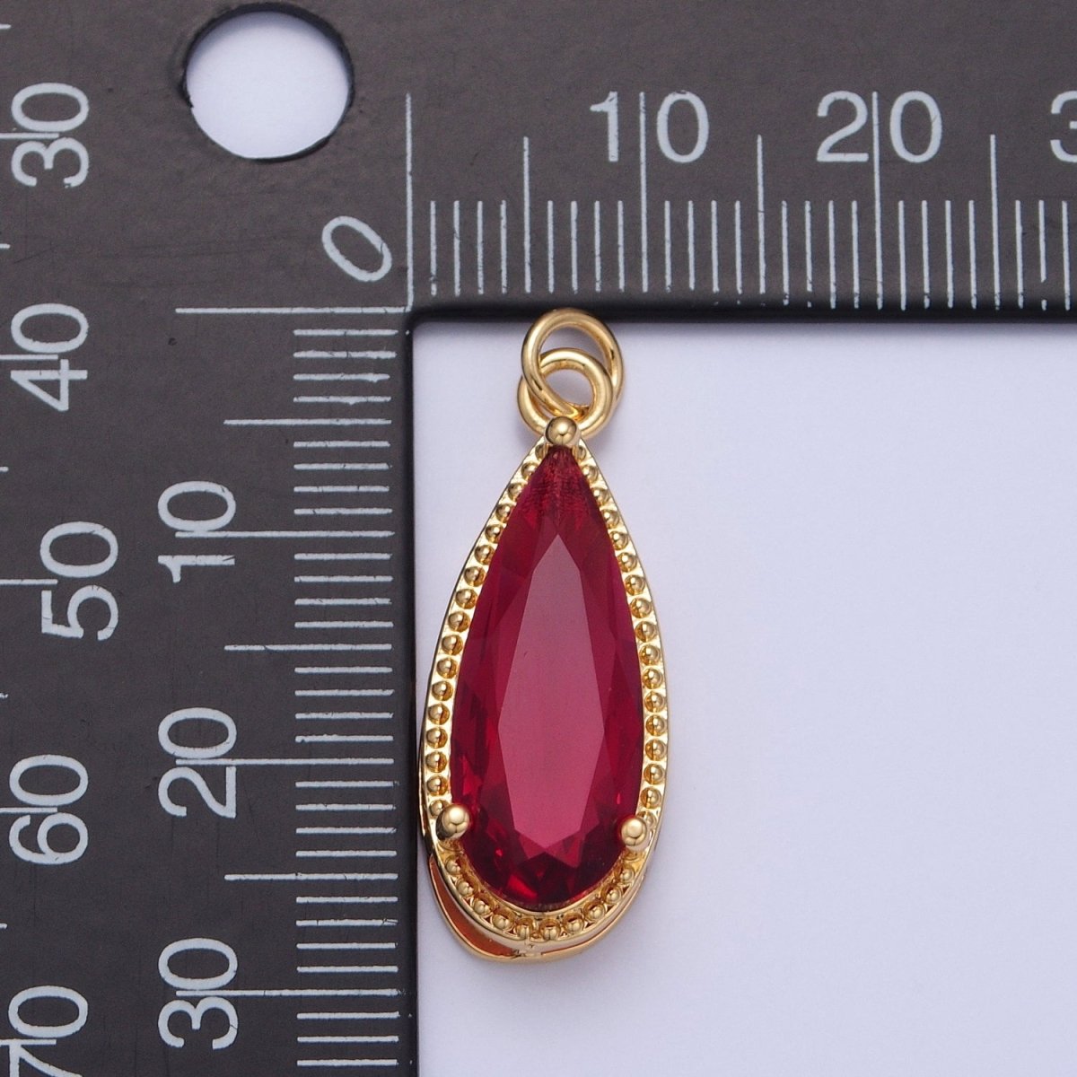 24K Gold Filled Multicolor Teardrop Cubic Zirconia Beaded Charm For Jewelry Making X-050-X-057 - DLUXCA