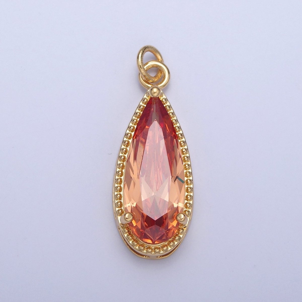 24K Gold Filled Multicolor Teardrop Cubic Zirconia Beaded Charm For Jewelry Making X-050-X-057 - DLUXCA