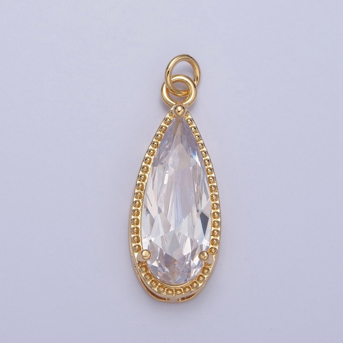 24K Gold Filled Multicolor Teardrop Cubic Zirconia Beaded Charm For Jewelry Making X-050-X-057 - DLUXCA