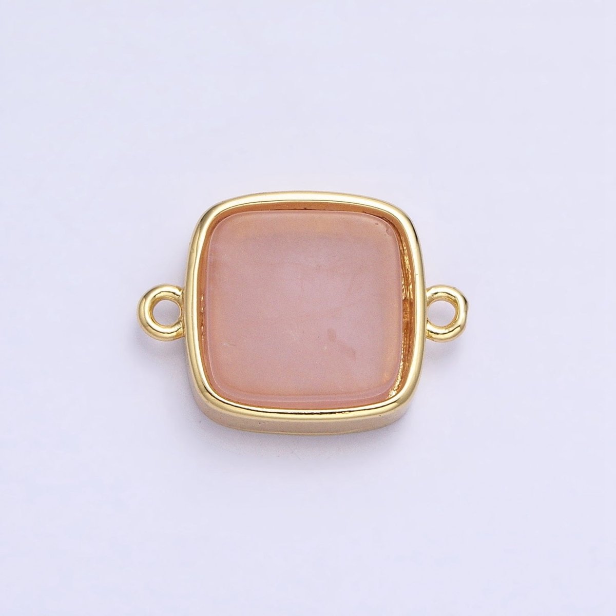 24K Gold Filled Natural Gemstone Blue Agate, Rose Quartz, Amethyst Flat Square Charm Connector | AA822 AA823 - DLUXCA
