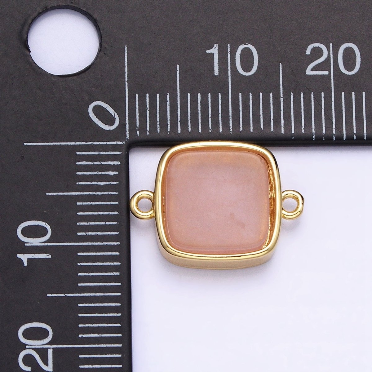 24K Gold Filled Natural Gemstone Blue Agate, Rose Quartz, Amethyst Flat Square Charm Connector | AA822 AA823 - DLUXCA
