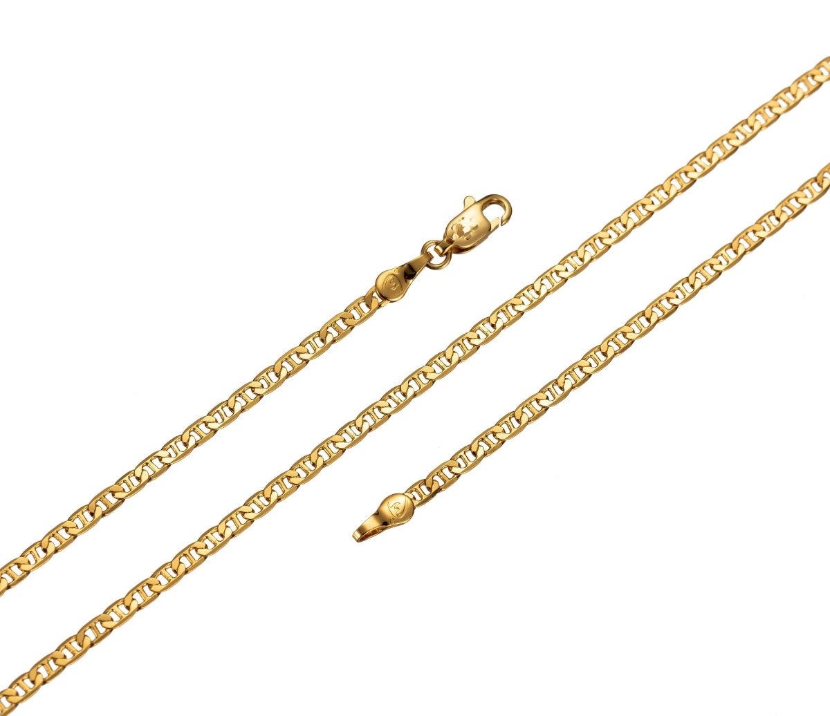 24K Gold Filled Necklace, 2.7mm in Width, 23.5 inches Mariner Chain w/ Lobster Clasps | CN-399 - DLUXCA
