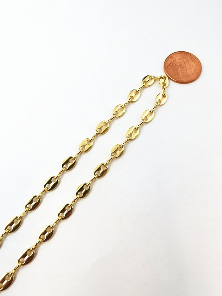 24K Gold Filled Necklace Anchor Link Chain by Yard, 4.5mm Width For Necklace Bracelet Component Unfinished Chain for DIY Jewelry Supply | ROLL-176 Clearance Pricing - DLUXCA