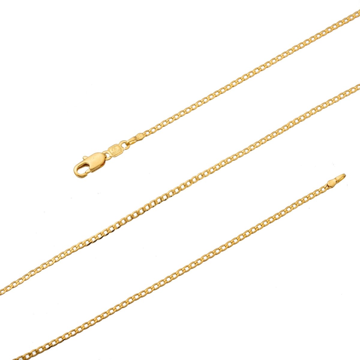24K Gold Filled Necklace - Curb Necklace - Dainty Gold Curb Chain Layering Necklace 2.5mm 19.5 inch ready to wear w/ Lobster Clasp | CN-199 - DLUXCA